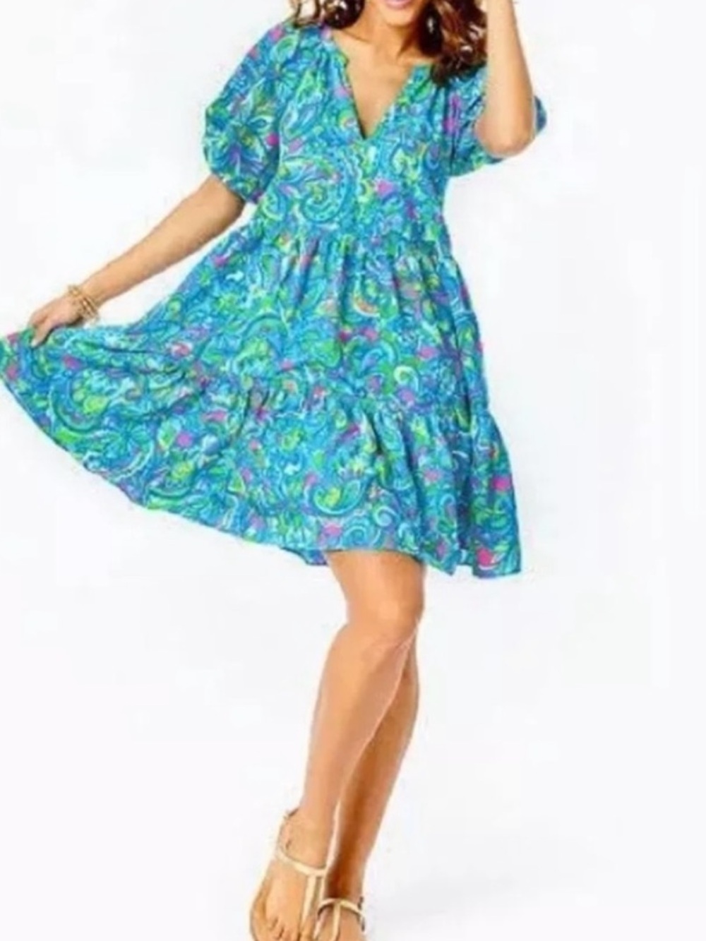 Lilly Pulitzer Shannon short-sleeve dress - seabreeze blue Size XL